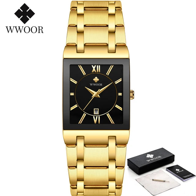 WWOOR Quartz Square Face Geneva Design Wrist Watch