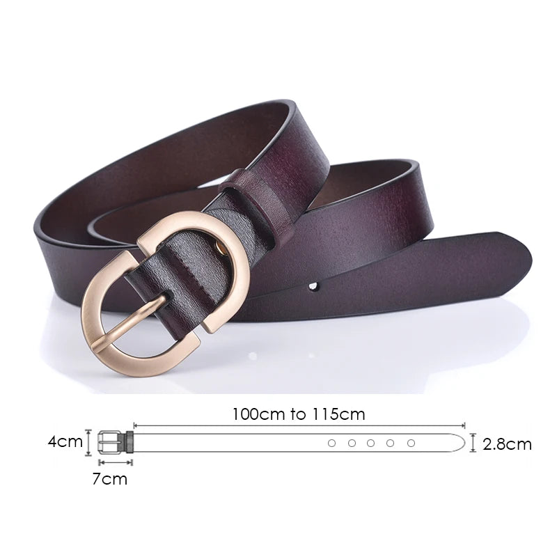 VATLTY Authentic Leather Golden Alloy Buckle Belt