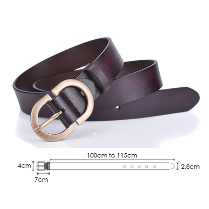 VATLTY Authentic Leather Golden Alloy Buckle Belt