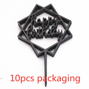 10Pcs Rose Gold Happy Birthday Cake Topper