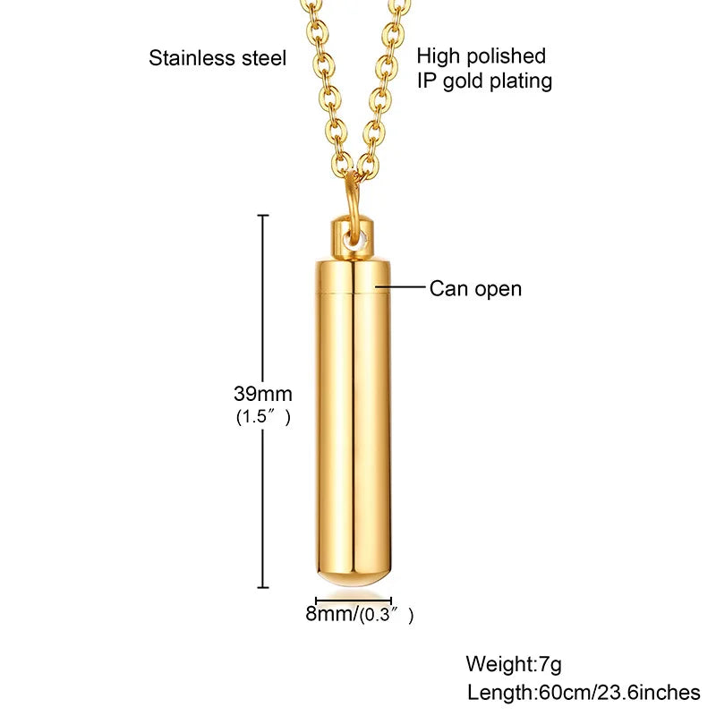 Vnox Hollow Pill Cross Engraved Cremation Urn Necklace