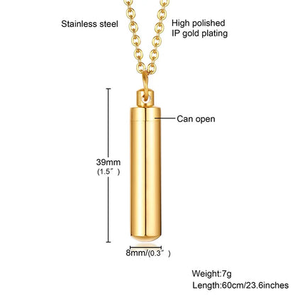Vnox Hollow Pill Cross Engraved Cremation Urn Necklace
