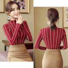 Striped Turtleneck Thick Sweater