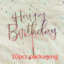 10Pcs Rose Gold Happy Birthday Cake Topper