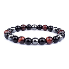 Natural Black Obsidian Hematite Tiger Eye Bead Bracelet