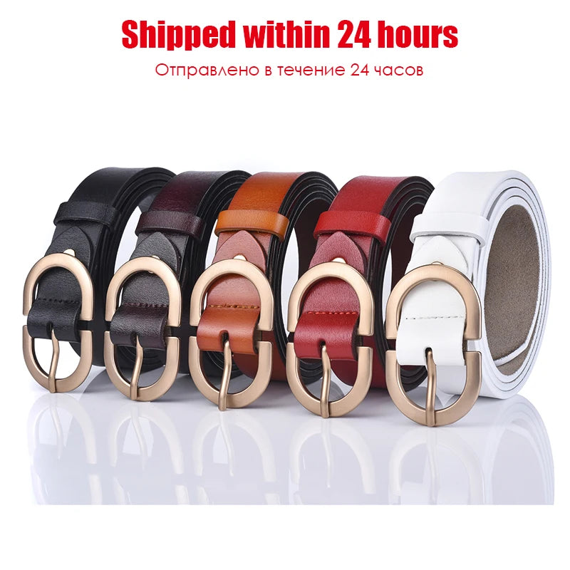 VATLTY Authentic Leather Golden Alloy Buckle Belt