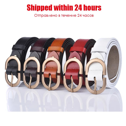 VATLTY Authentic Leather Golden Alloy Buckle Belt