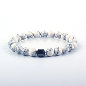 Labradorite Cylinder Hematite Beaded Bracelet