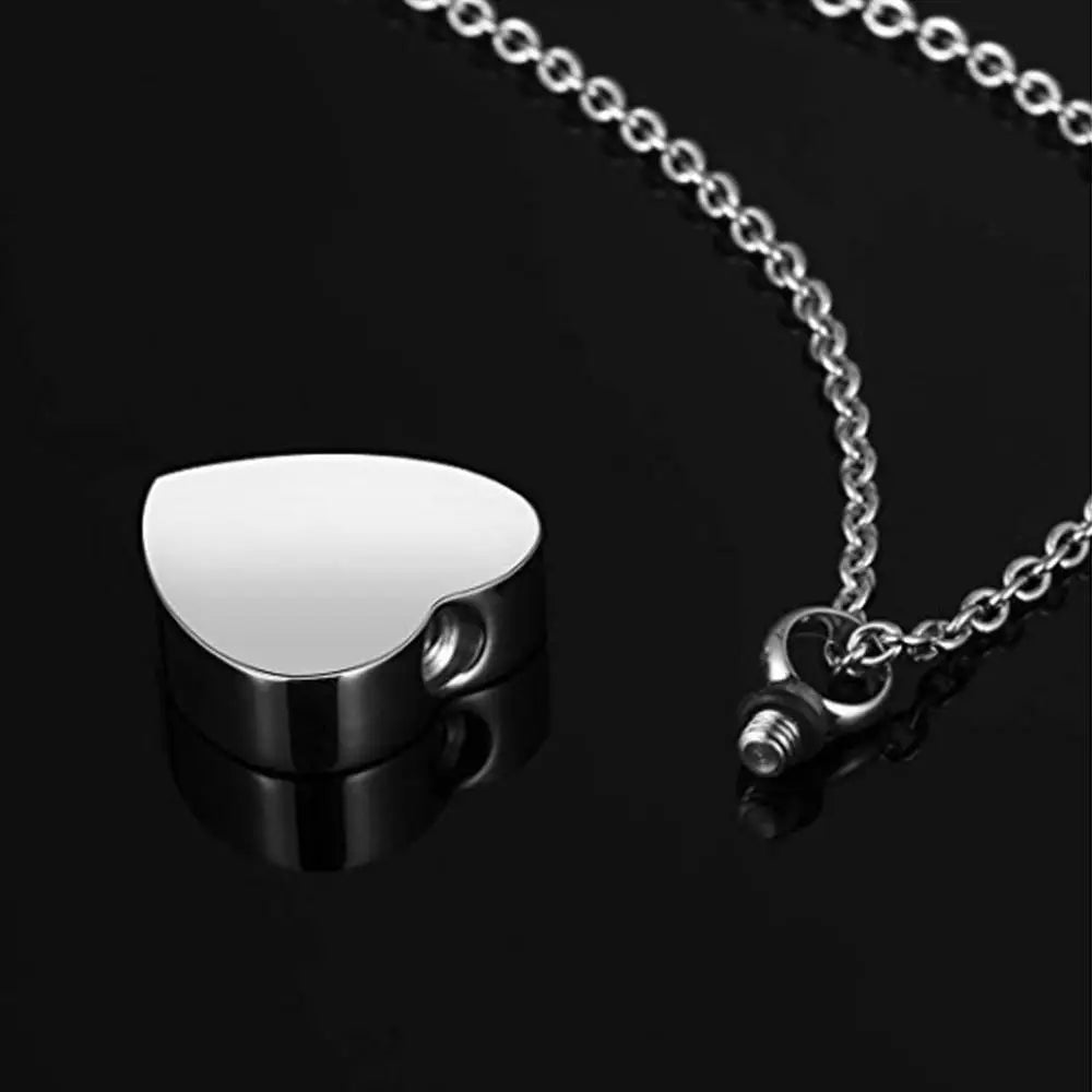 Heart-shaped Silver Cremation Pendant Necklace