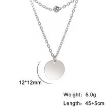 Double Layer Stainless Steel Round Pendant Necklace