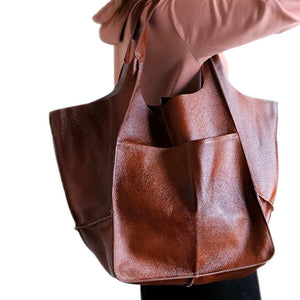 Designer Aged Look Faux Leather Soft Shoulder Bag