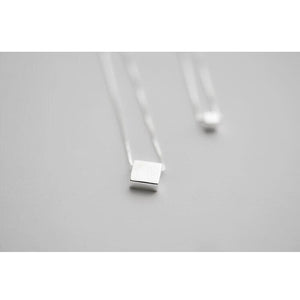 Silver 925 Double Layer Square Box Pendent Necklace