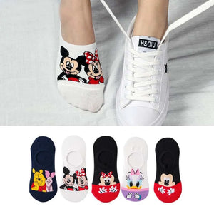 5 Pairs Cartoon Print Invisible Socks