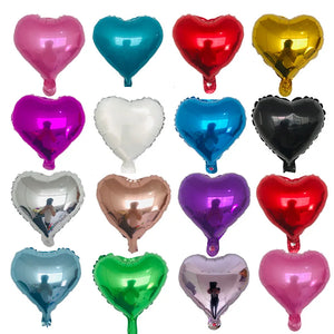 10pcs 10" Heart Shape Foil Balloons