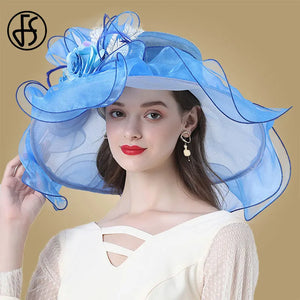 Flower Fascinator Kentucky Derby Wide Brim Church Hat