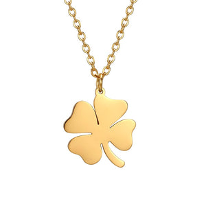 Lucky Clover Pendant Stainless Steel Double Layer Necklace