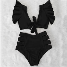 High Waist Ruffled Floral Bathing Suit