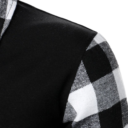Long Sleeve Plaid Matching Zippered Shirt