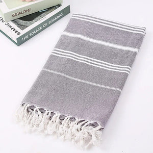 Oversized Tassel Turkish Cotton Striped Towel