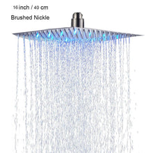 LED Rainfall Shower Head Stainless Steel Square Color Changing Lights Shower Head