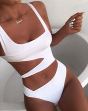 Women's Hollow One Piece Eye-Catching Monochrome Swimwear
