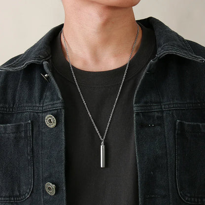 Vnox Hollow Pill Cross Engraved Cremation Urn Necklace