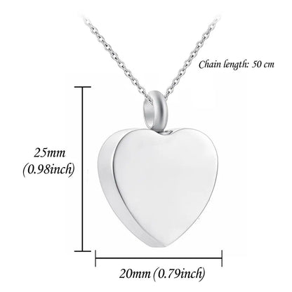 Heart-shaped Silver Cremation Pendant Necklace