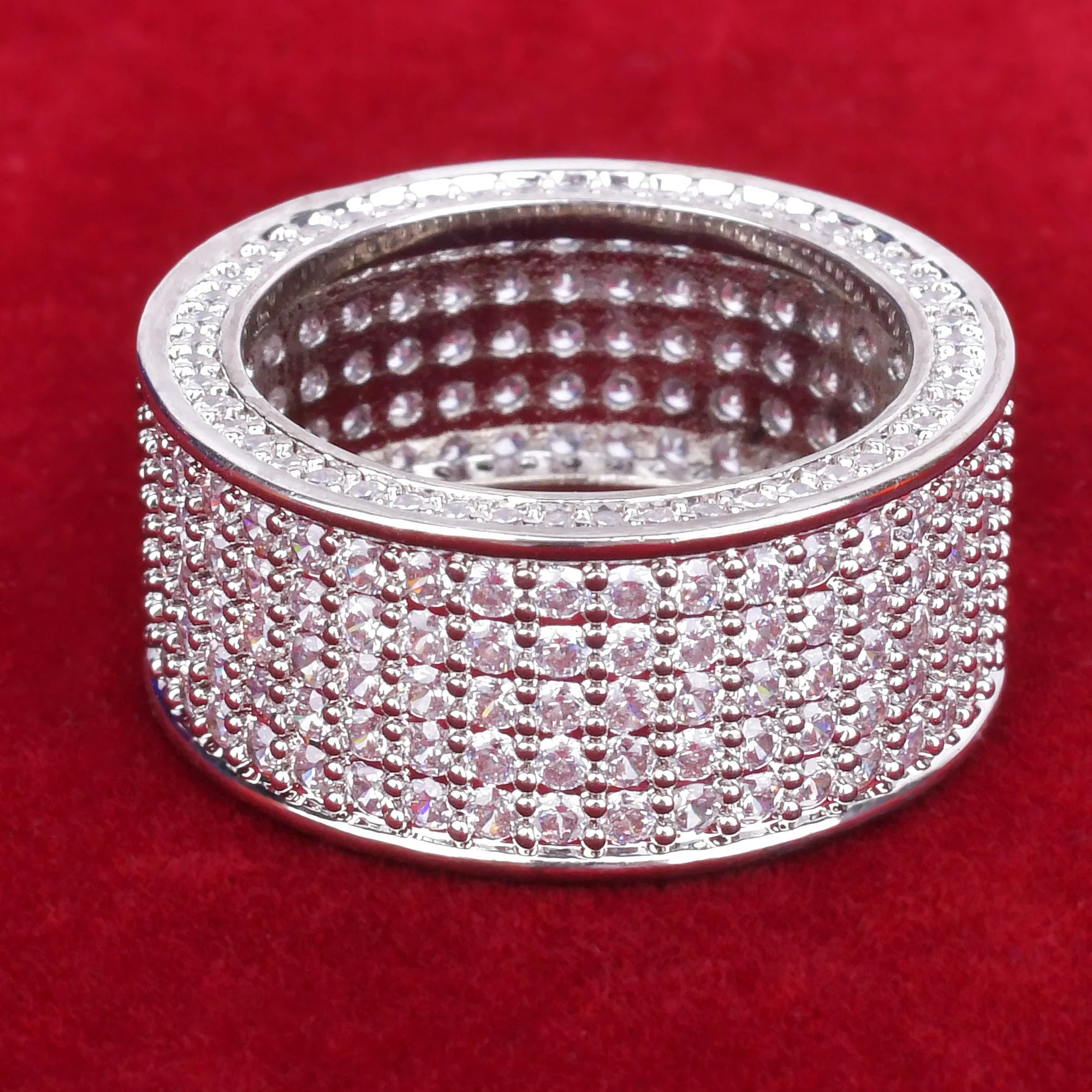 5 Row  Cubic Zircon Iced Men's Ring