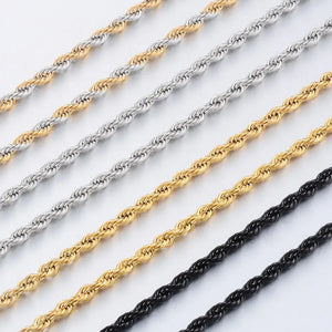 316L Stainless Steel Gold Color Twisted Rope Chain