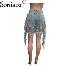 Tasseled High Waist Denim Shorts