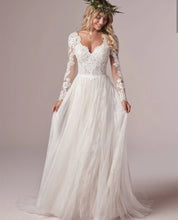 Lsyx Long Sleeve Low Back Floor Length Wedding Dress