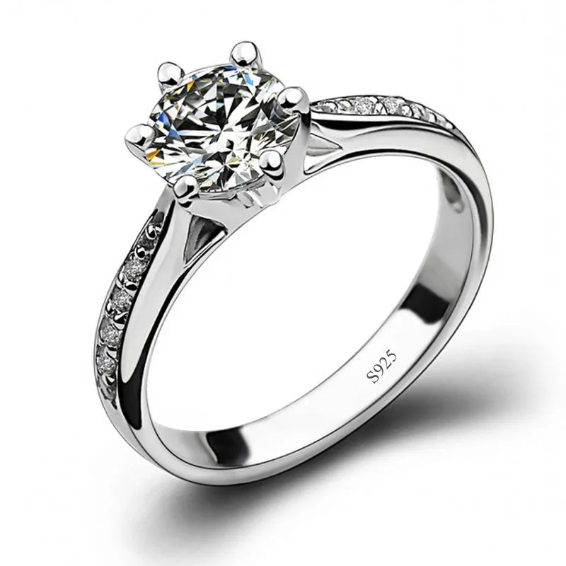 Real 925 Sterling Silver 1ct Lab Diamond Ring