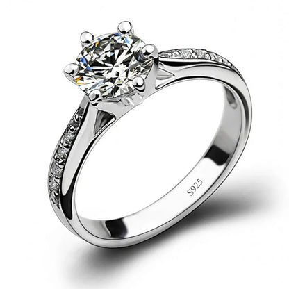 Real 925 Sterling Silver 1ct Lab Diamond Ring