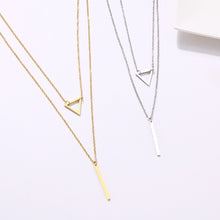 Double Pendant Hollow Triangle and Stick Stainless Steel Pendant Necklace