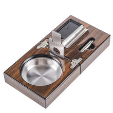 Multifunctional Foldable Ashtray Walnut Wood with Cutter Holder And Hole Opener