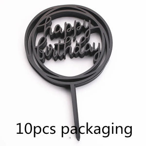 10Pcs Rose Gold Happy Birthday Cake Topper