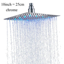 LED Rainfall Shower Head Stainless Steel Square Color Changing Lights Shower Head