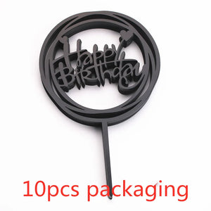 10Pcs Rose Gold Happy Birthday Cake Topper