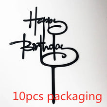 10Pcs Rose Gold Happy Birthday Cake Topper