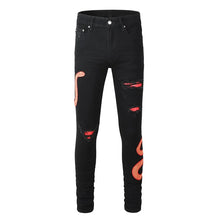 Solid Snake Embroidered Denim Pants