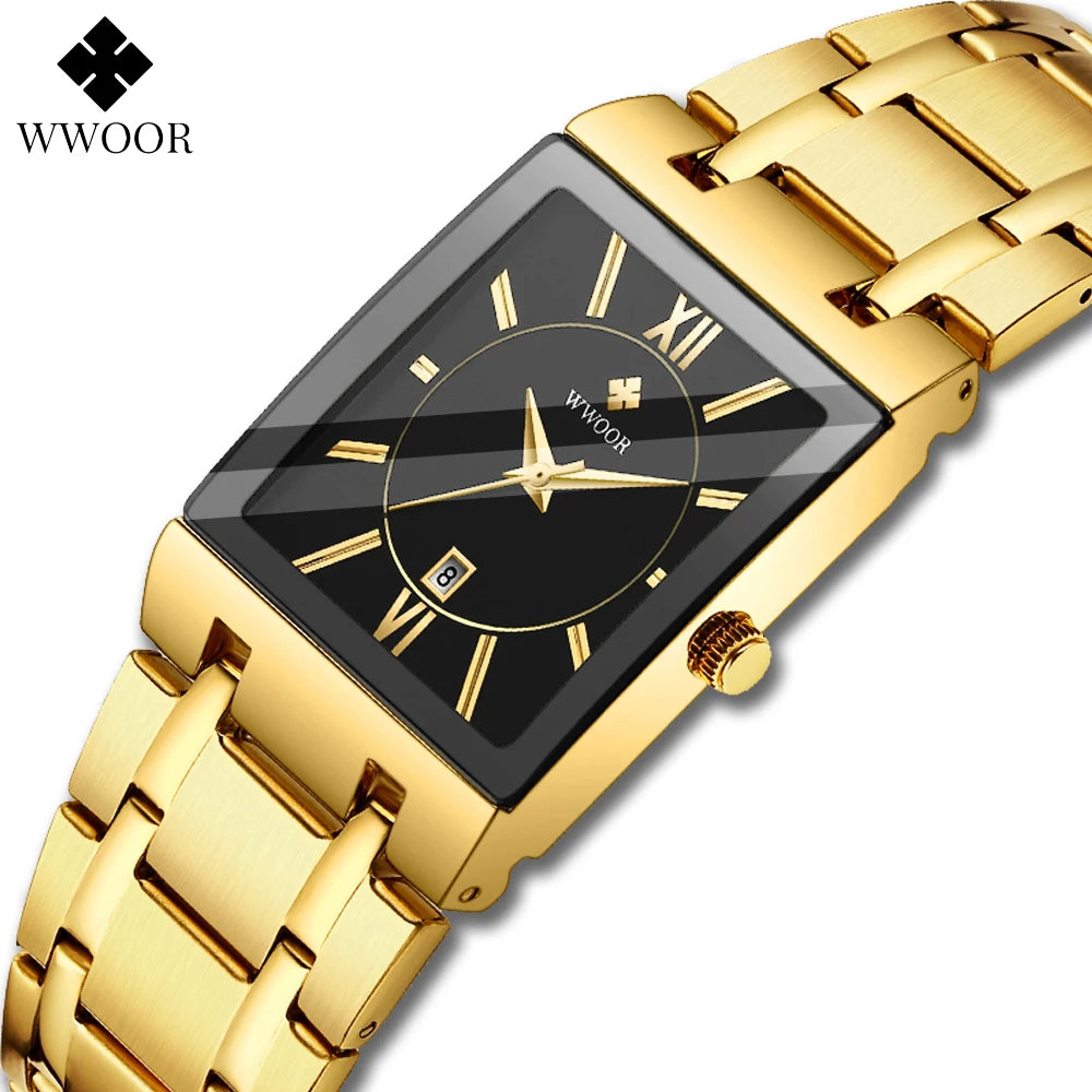 WWOOR Quartz Square Face Geneva Design Wrist Watch