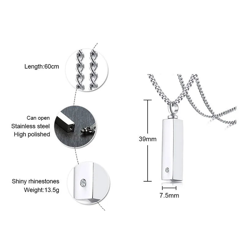 Vnox Hollow Pill Cross Engraved Cremation Urn Necklace