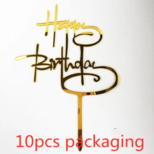 10Pcs Rose Gold Happy Birthday Cake Topper