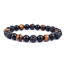 Natural Black Obsidian Hematite Tiger Eye Bead Bracelet