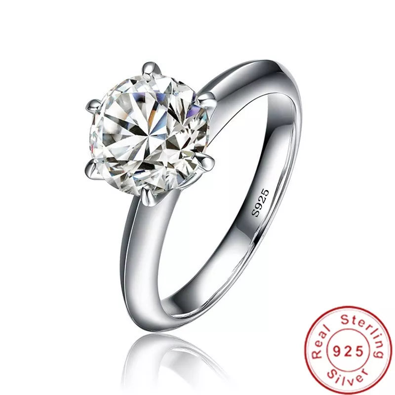 Real 925 Sterling Silver 1ct Lab Diamond Ring