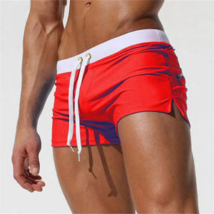 Two-tone Thigh High Draw String Swim Shorts