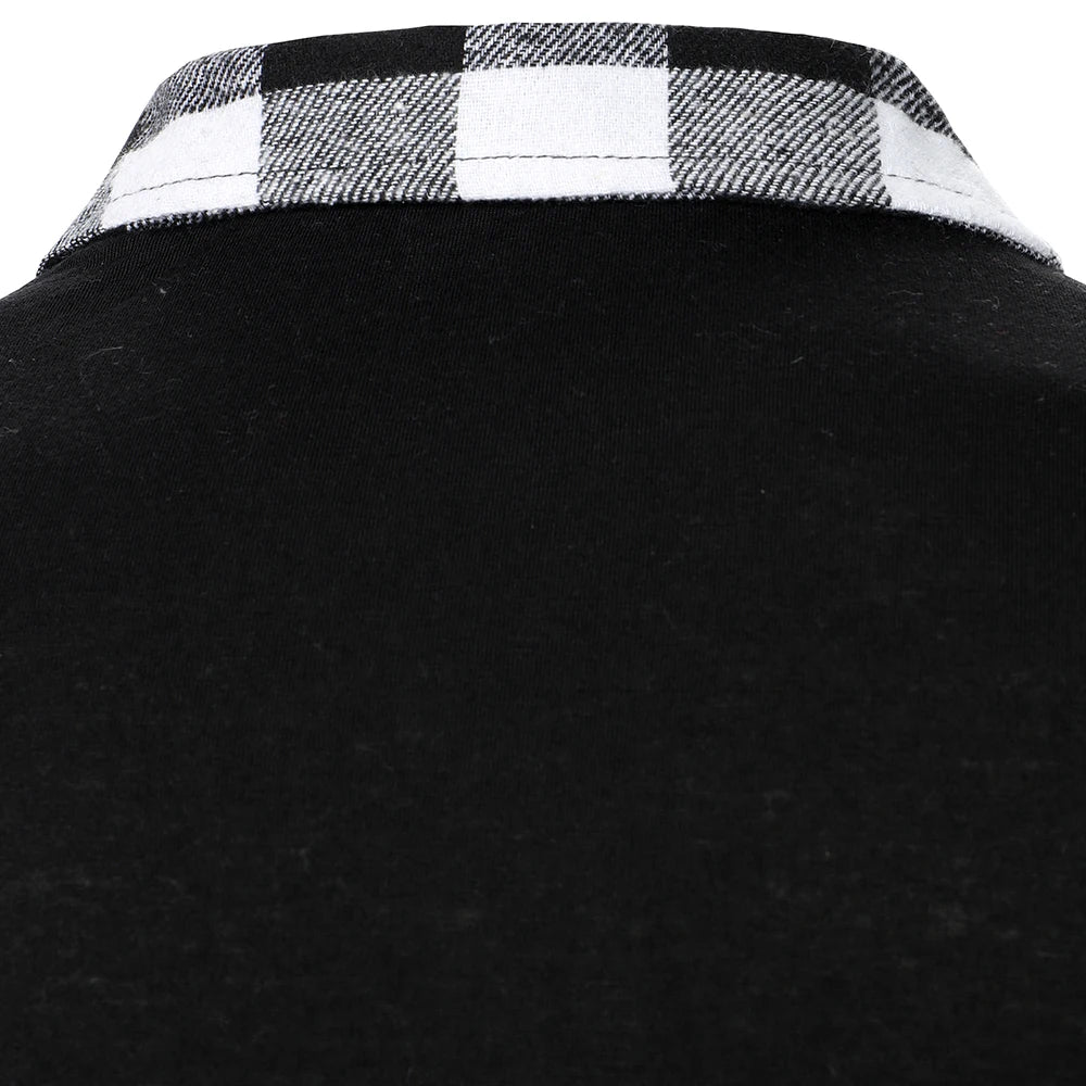 Long Sleeve Plaid Matching Zippered Shirt