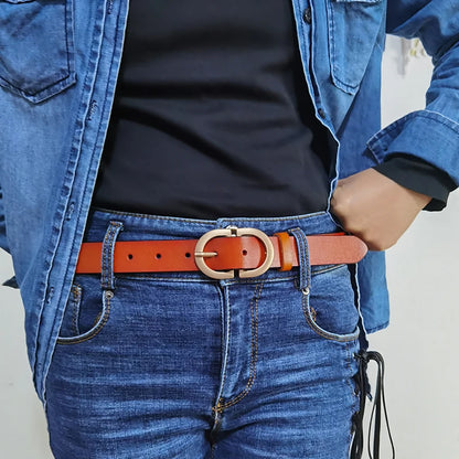 VATLTY Authentic Leather Golden Alloy Buckle Belt