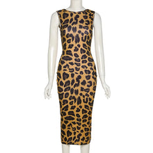 AHAgaga Leopard Print Backless Sleeveless Dress