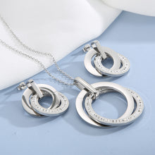 Stainless Steel Three Rounds Pendant Necklace & Earrings Set